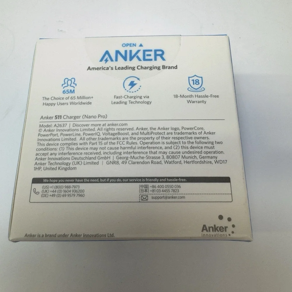 ANKER 511 Nano Pro 20W USB-C Charger Block Compact Fast Charger Black